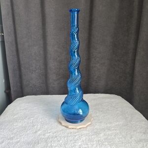 Blue Swirl Glass Vase